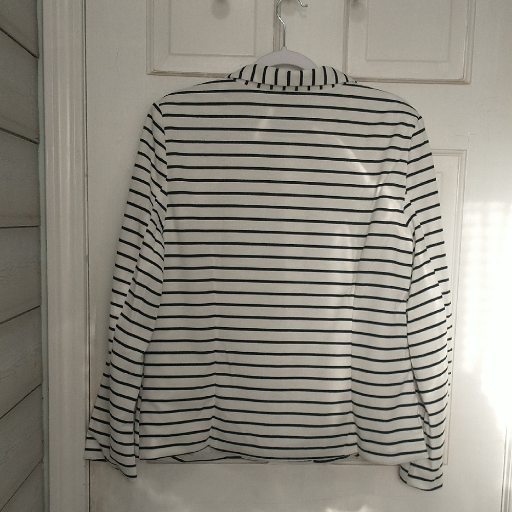Allegra K White and Black Striped Blazer - Picture 6 of 6